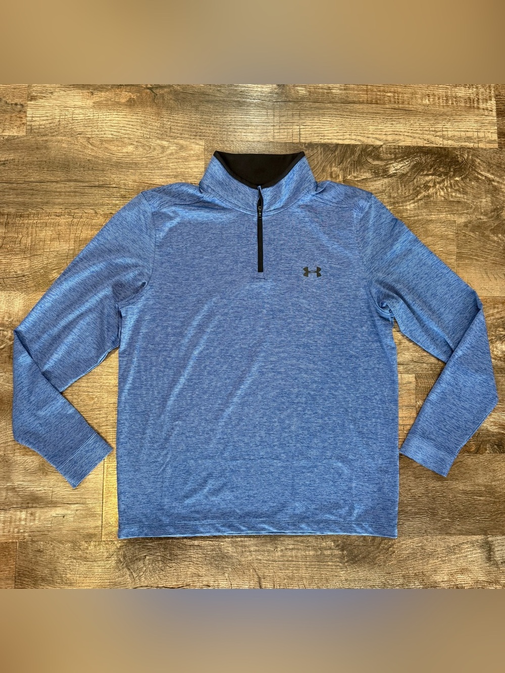 Under Armour Mens Golf Blue Long Sleeve Mock Neck Quarter Zip Medium Loose Fit